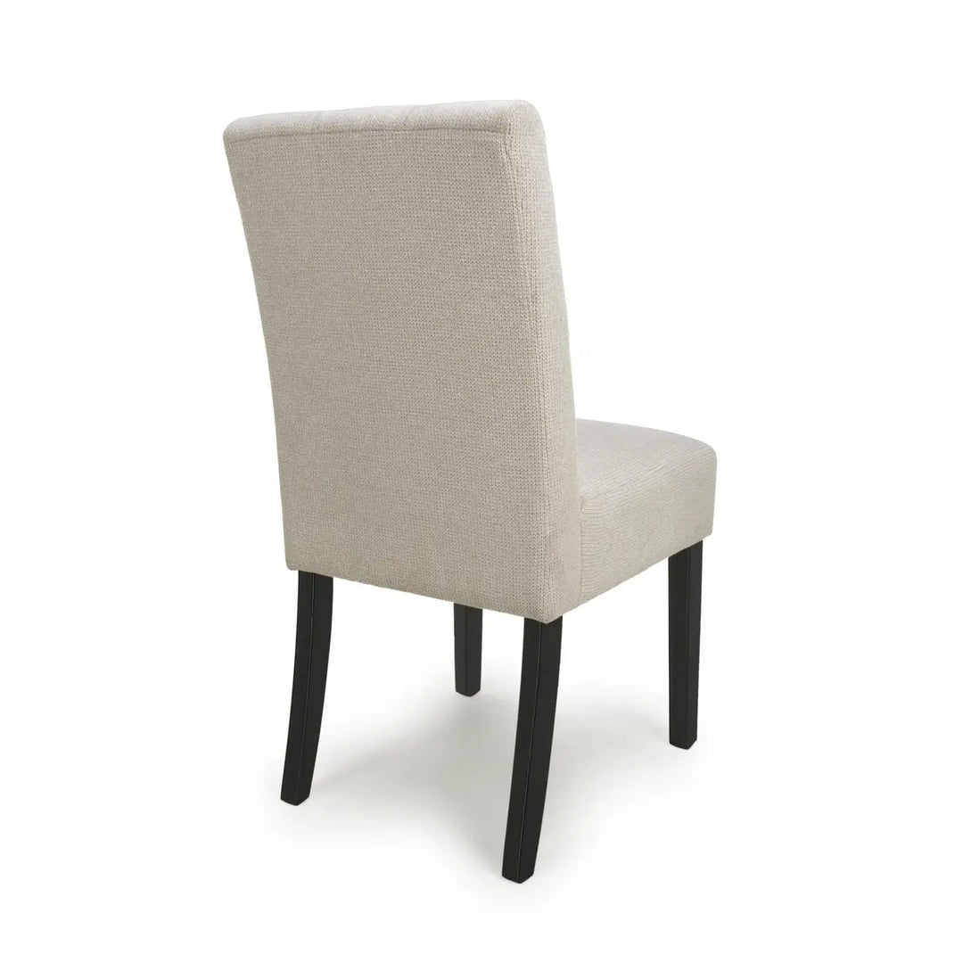 Set of 2 Moseley Waffle Flax Effect Natural Dining Chairs in Black Legs - NJ Home Interiors