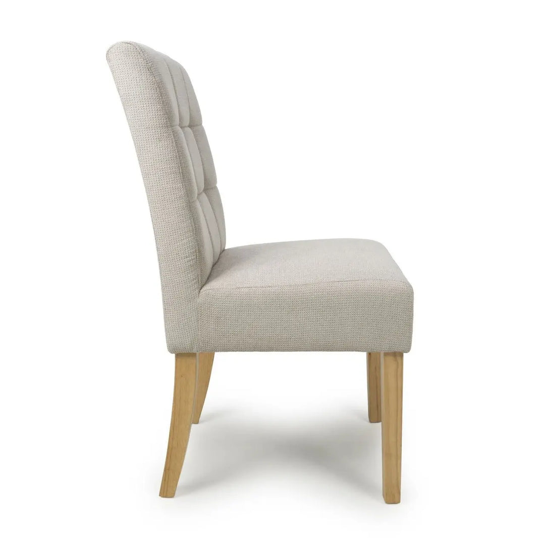 Set of 2 Moseley Waffle Flax Effect Natural Dining Chairs in Natural Legs - NJ Home Interiors