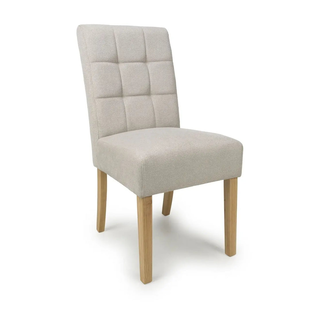 Set of 2 Moseley Waffle Flax Effect Natural Dining Chairs in Natural Legs - NJ Home Interiors