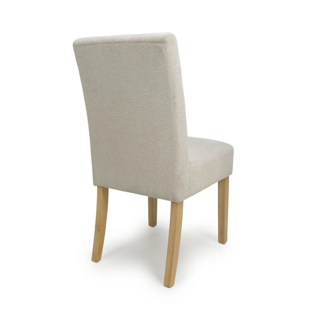 Set of 2 Moseley Waffle Flax Effect Natural Dining Chairs in Natural Legs - NJ Home Interiors