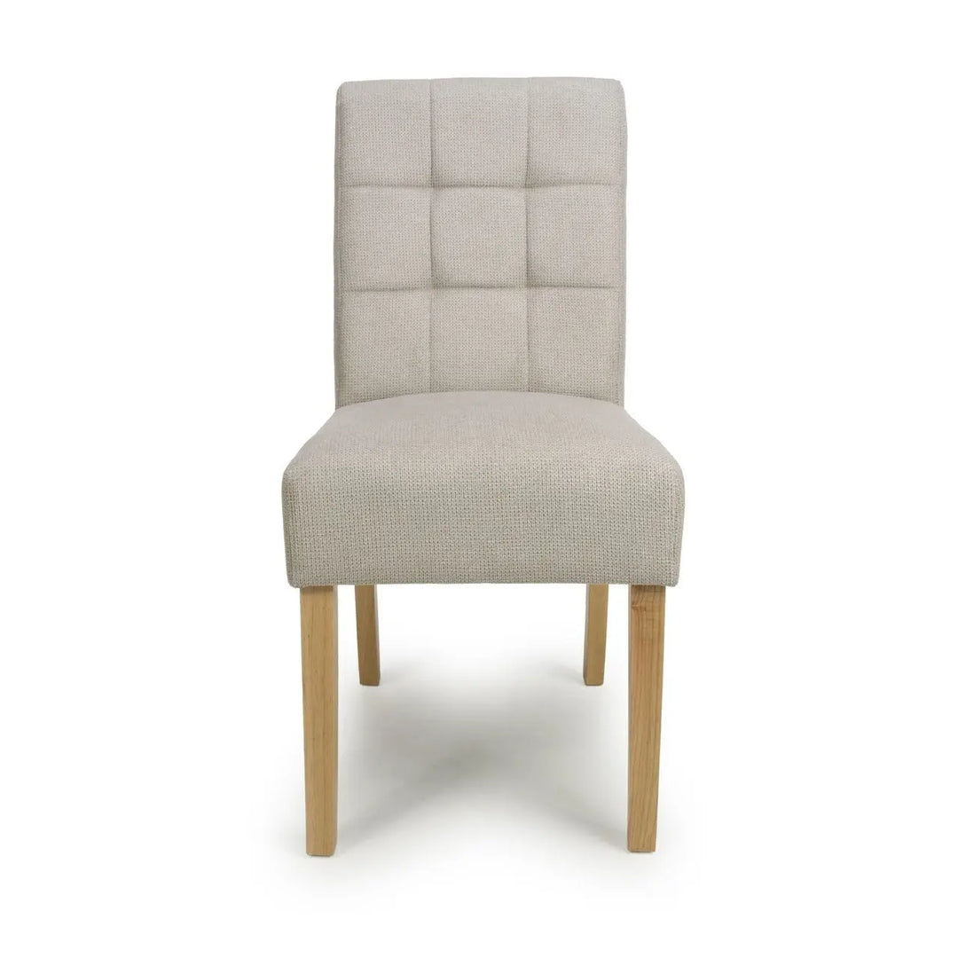 Set of 2 Moseley Waffle Flax Effect Natural Dining Chairs in Natural Legs - NJ Home Interiors