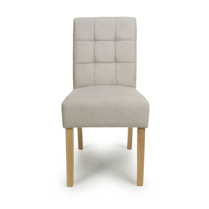 Set of 2 Moseley Waffle Flax Effect Natural Dining Chairs in Natural Legs - NJ Home Interiors