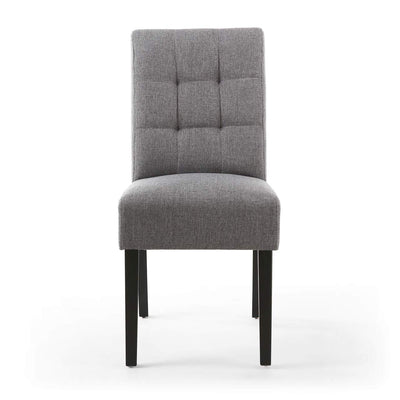 Set of 2 Moseley Waffle Linen Effect Steel Grey Dining Chairs in Black Legs - NJ Home Interiors