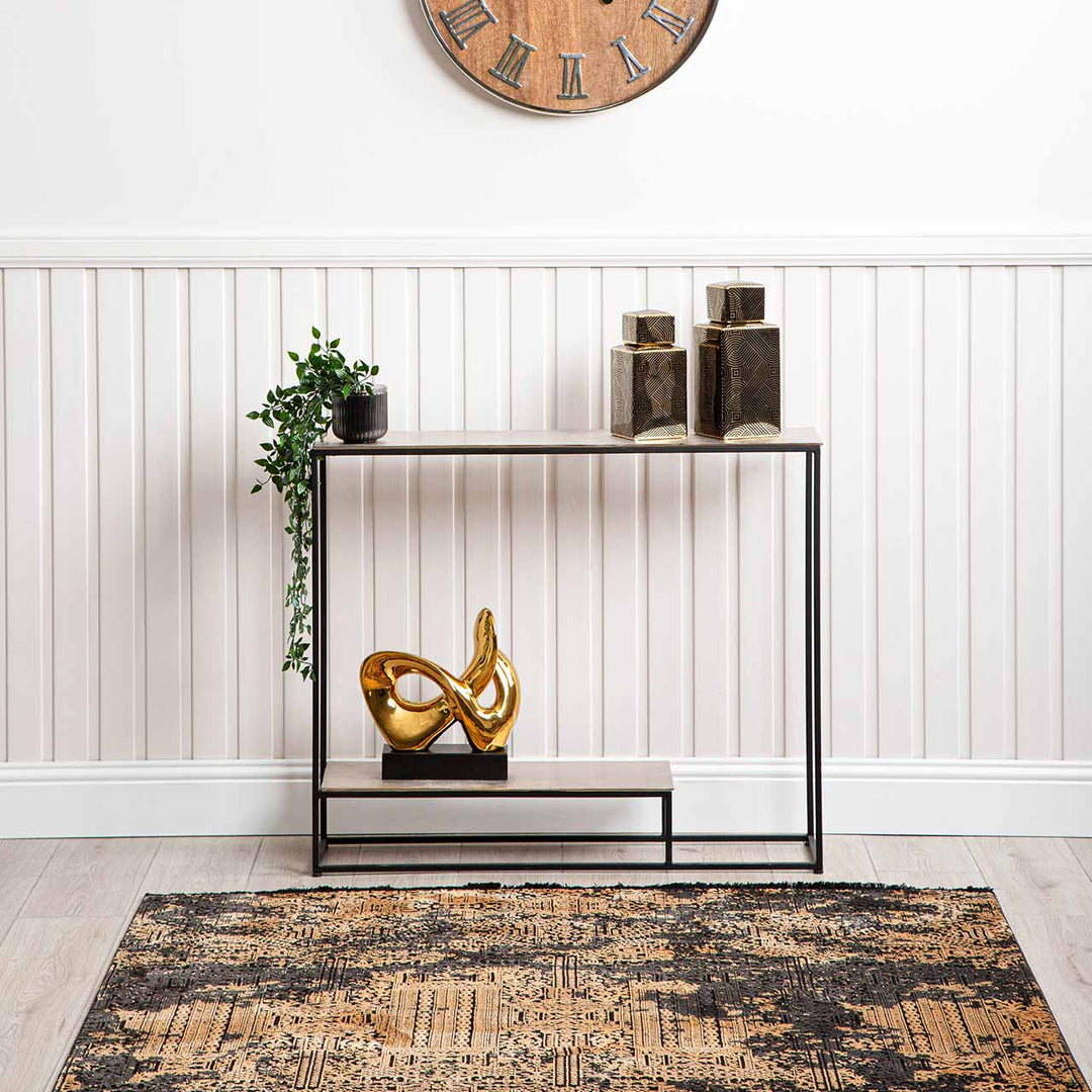Suhani Console Table in Black with Nickel Top #NJ Home Interiors#