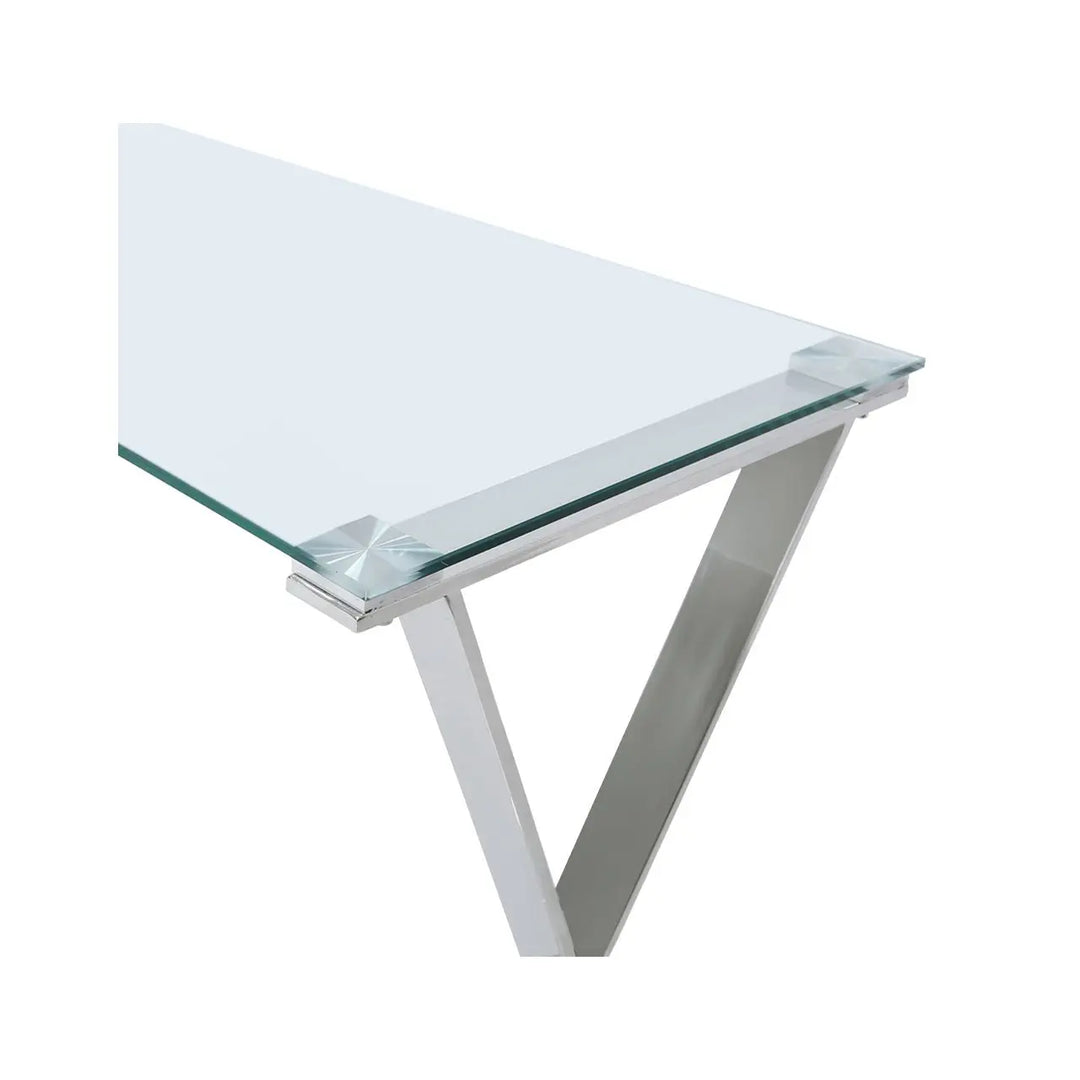 Taylor Glass and Stainless Steel Cross Frame Desk #NJ Home Interiors#