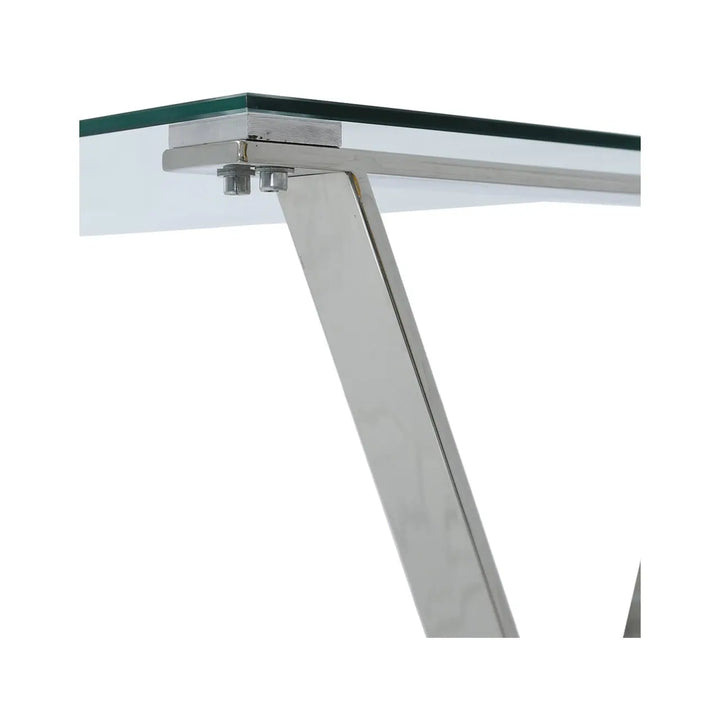 Taylor Glass and Stainless Steel Cross Frame Desk #NJ Home Interiors#