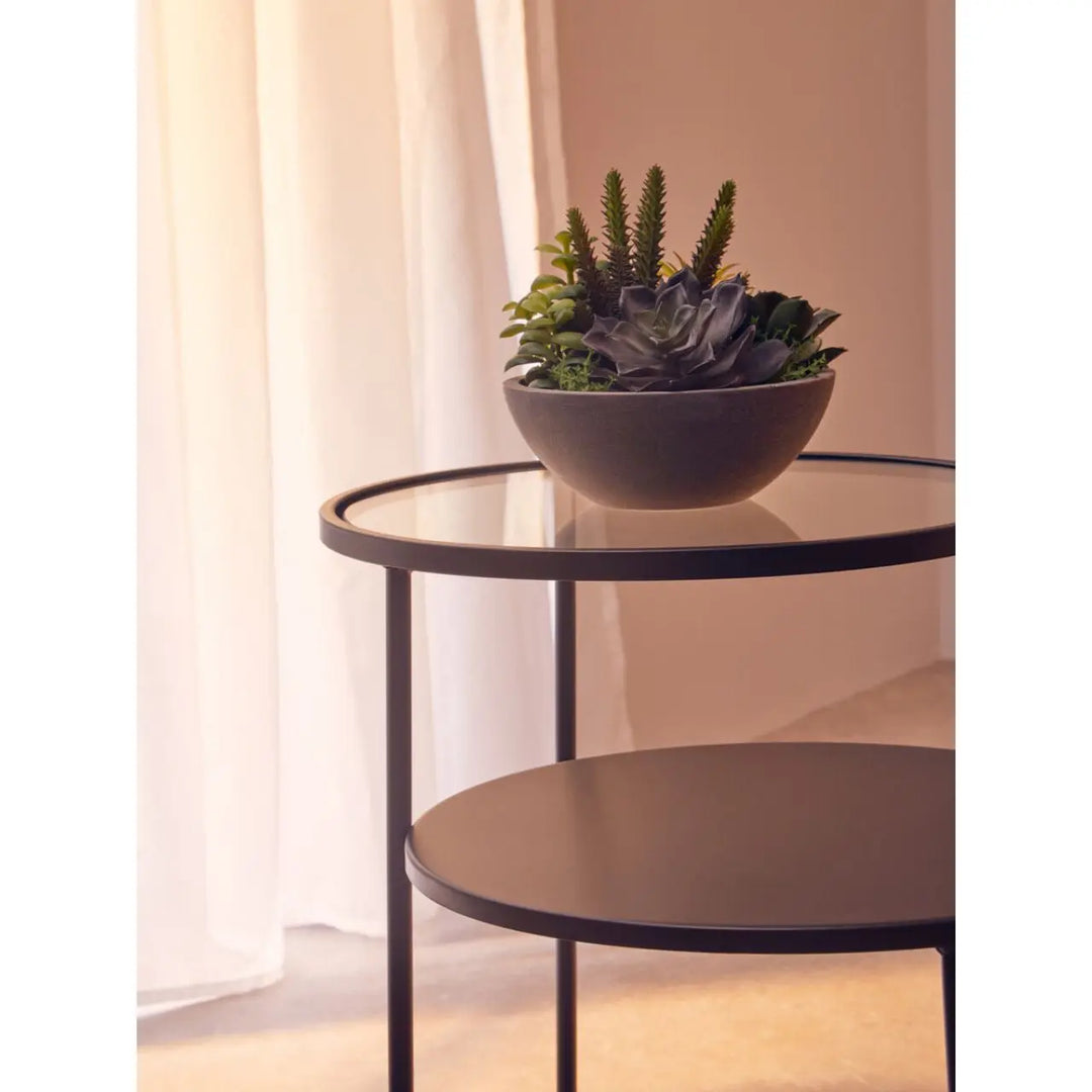 Terenzo End Table With Glass And Metal Tops #NJ Home Interiors#