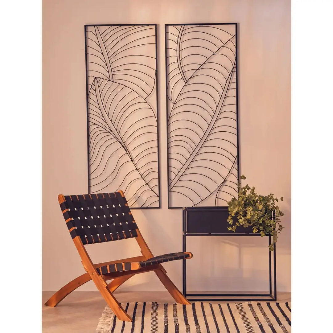 Terenzo Large Black Leaf Design Wall Art #NJ Home Interiors#