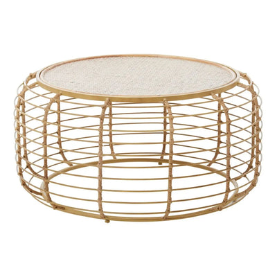 Terenzo Round Coffee Table With Rattan Top - NJ Home Interiors