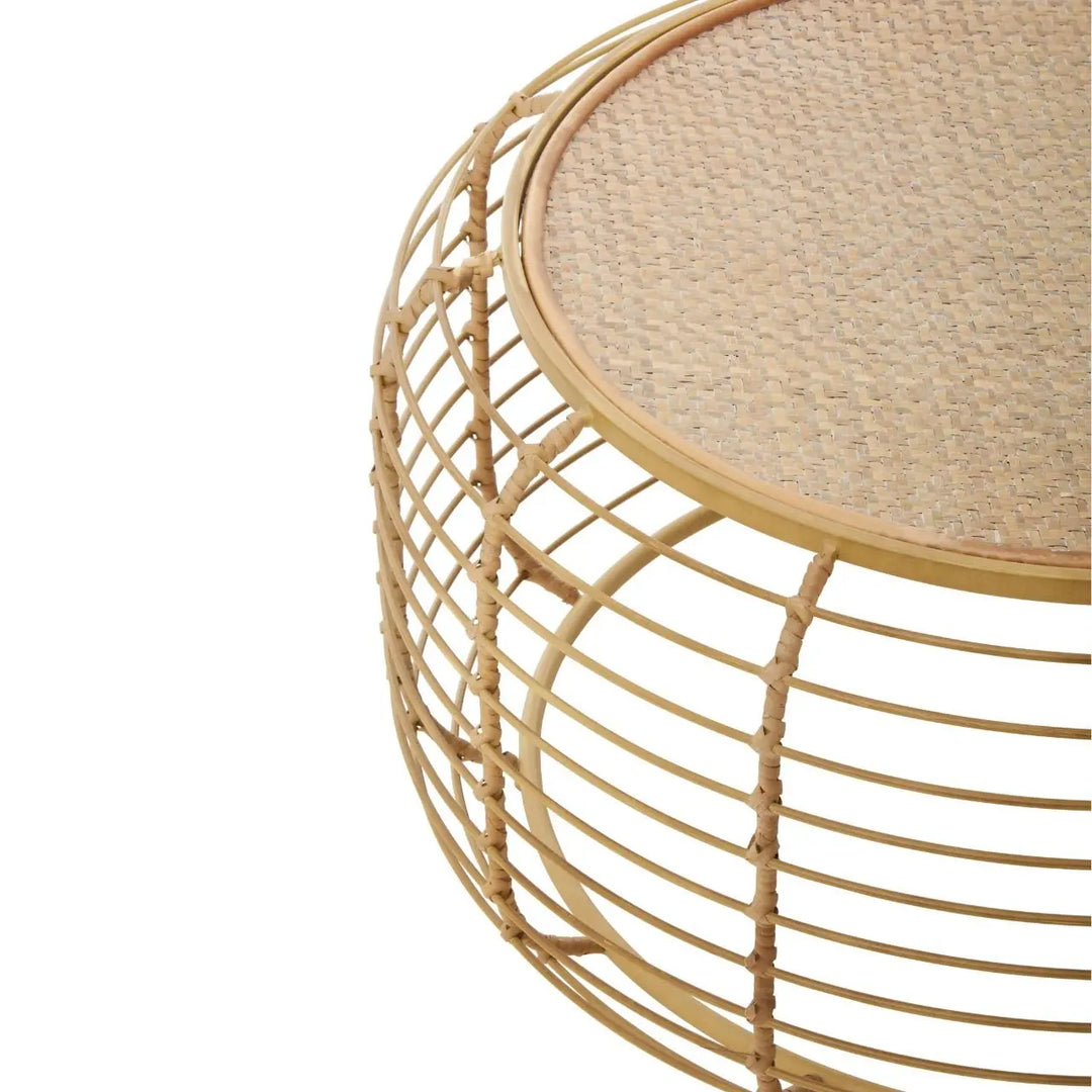 Terenzo Round Coffee Table With Rattan Top - NJ Home Interiors