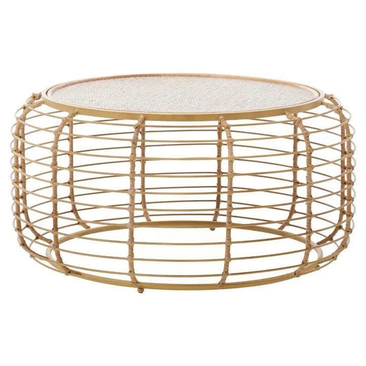 Terenzo Round Coffee Table With Rattan Top - NJ Home Interiors