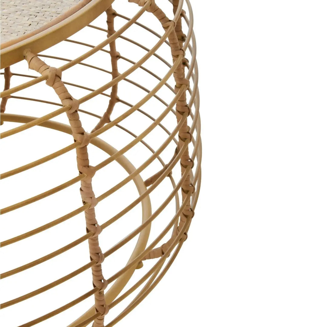 Terenzo Round Coffee Table With Rattan Top - NJ Home Interiors