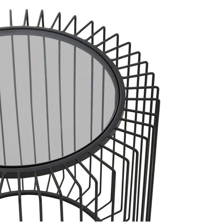 Terenzo Round End Table with Glass Top - NJ Home Interiors