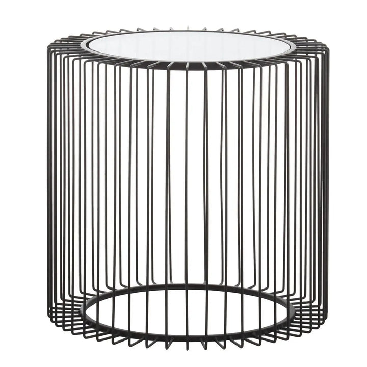 Terenzo Round End Table with Glass Top - NJ Home Interiors