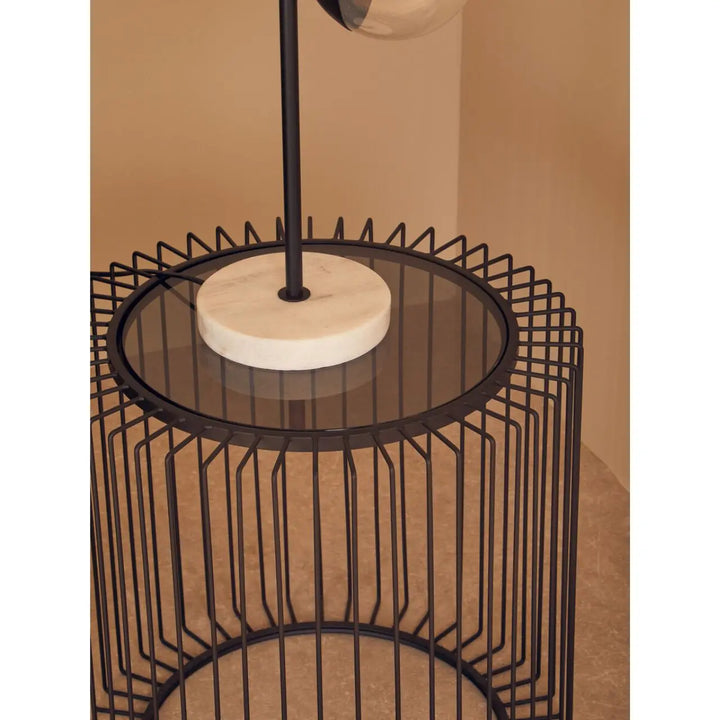 Terenzo Round End Table with Glass Top - NJ Home Interiors