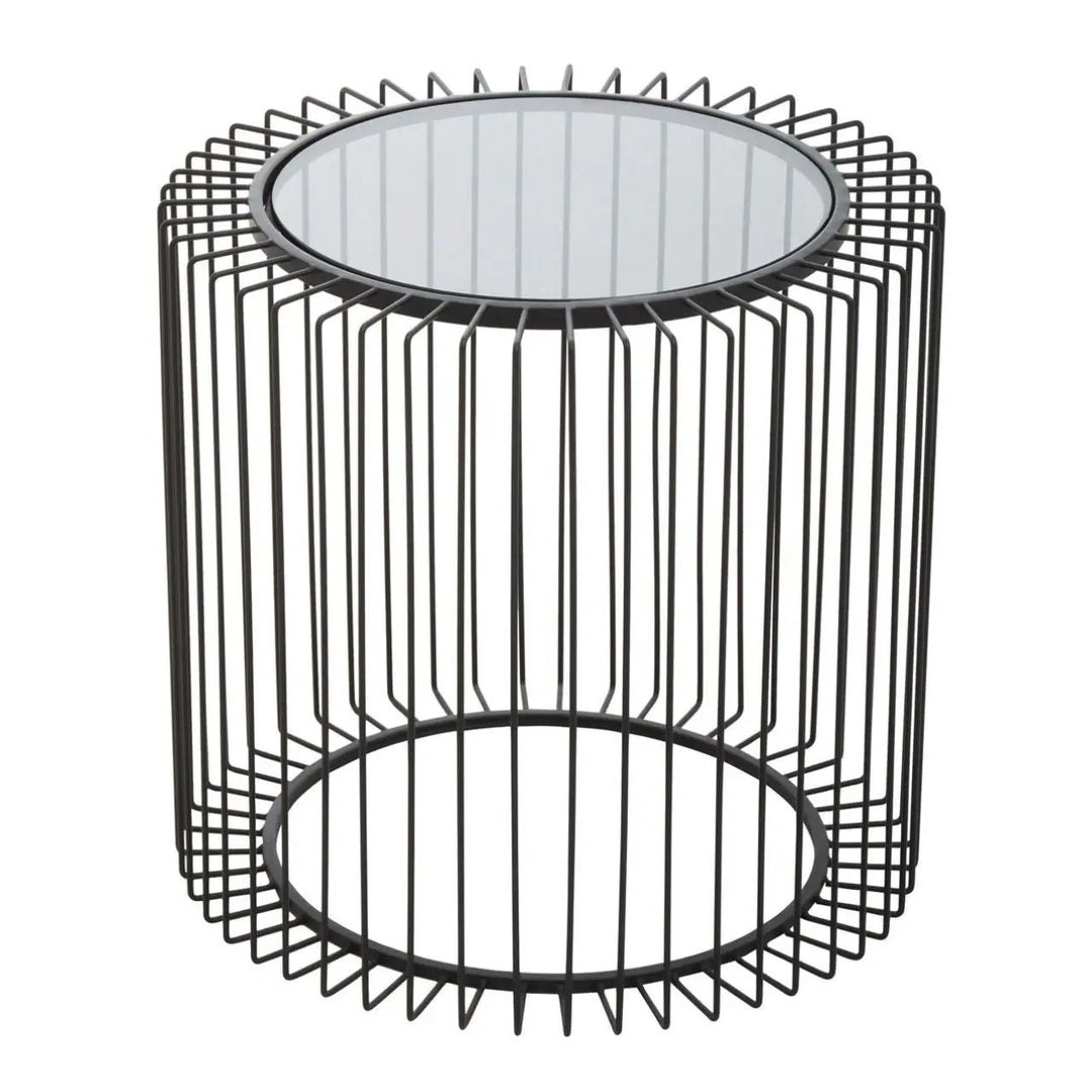 Terenzo Round End Table with Glass Top - NJ Home Interiors