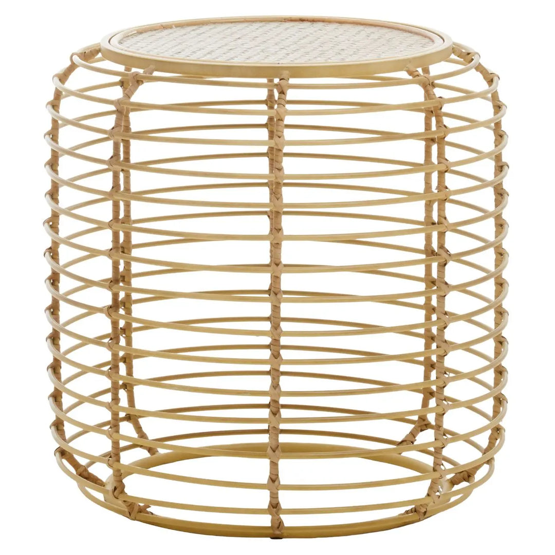 Terenzo Round End Table With Rattan Top - NJ Home Interiors