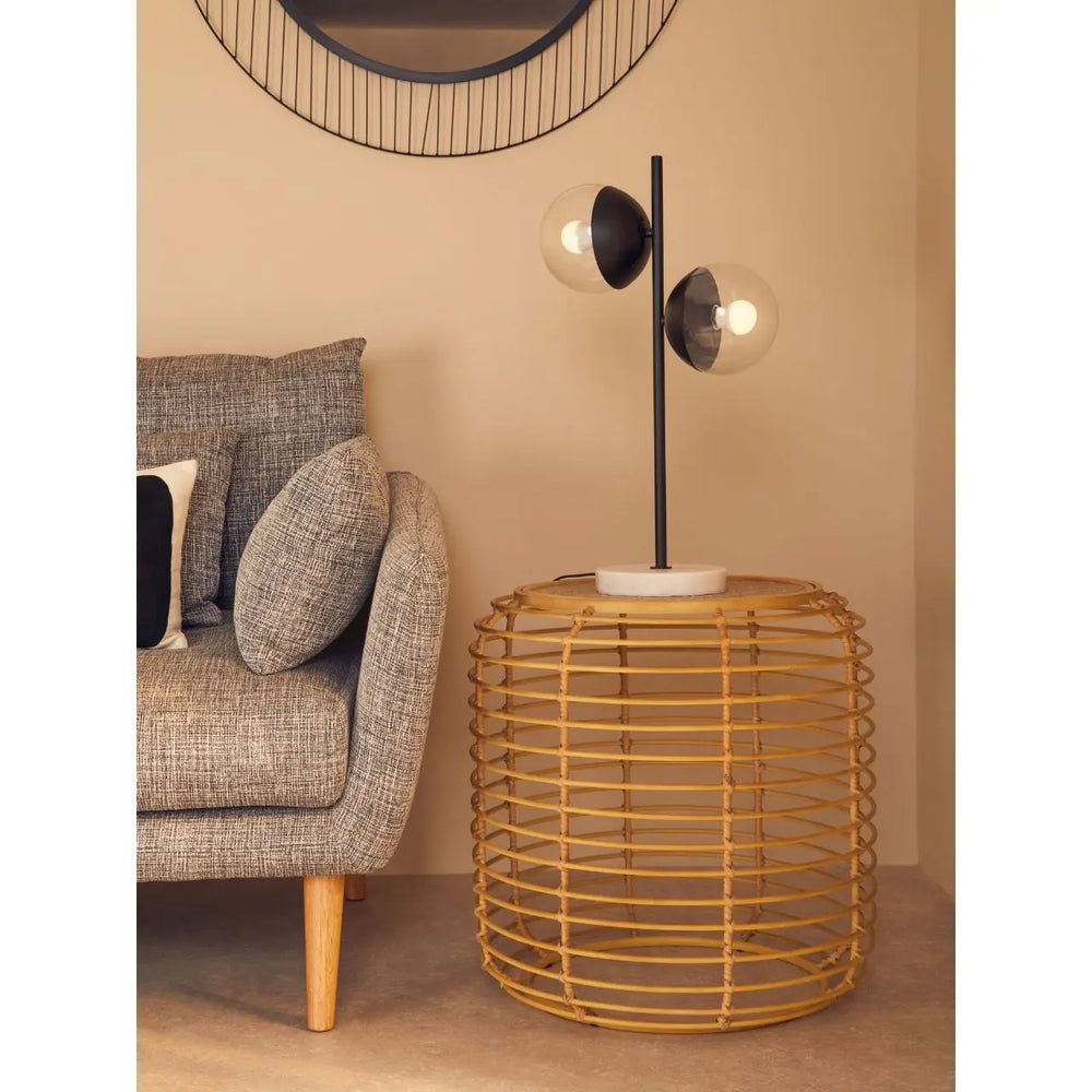 Terenzo Round End Table With Rattan Top - NJ Home Interiors