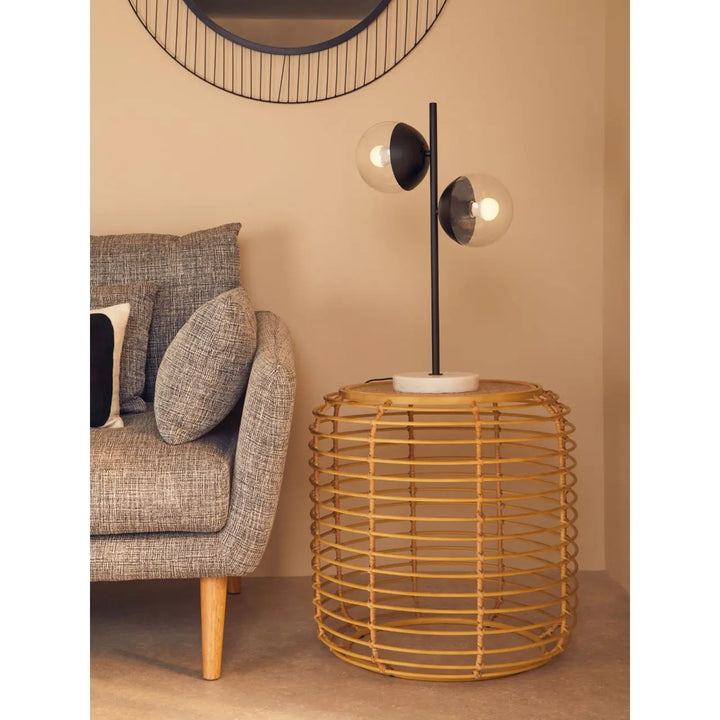 Terenzo Round End Table With Rattan Top - NJ Home Interiors