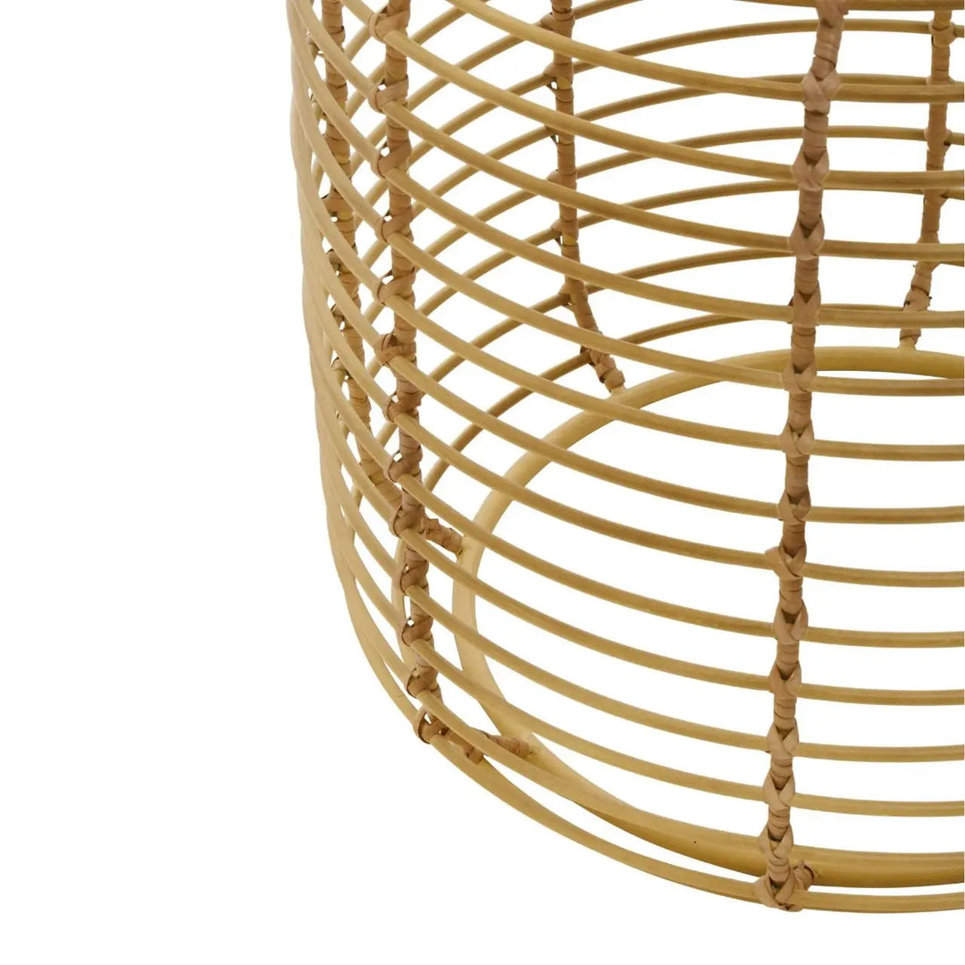 Terenzo Round End Table With Rattan Top - NJ Home Interiors
