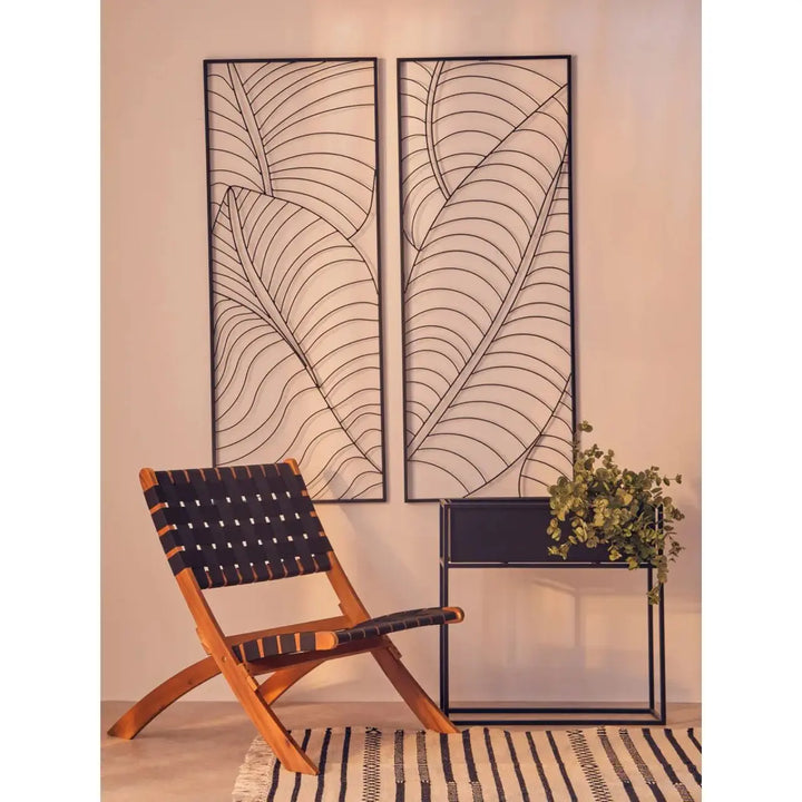 Terenzo Small Black Leaf Design Wall Art #NJ Home Interiors#