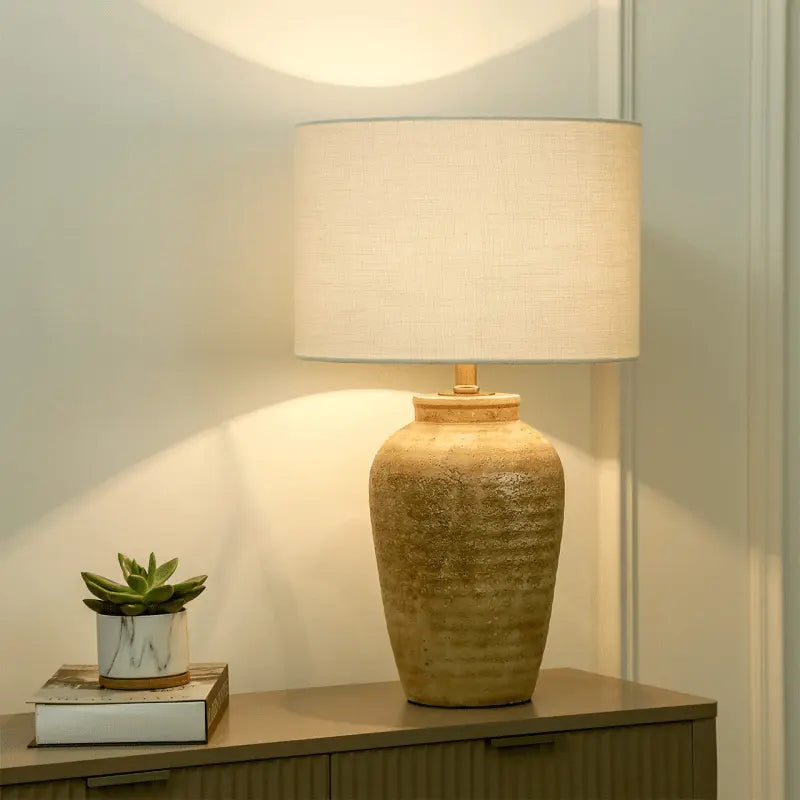 Travertine Polyresin Table Lamp #NJ Home Interiors#
