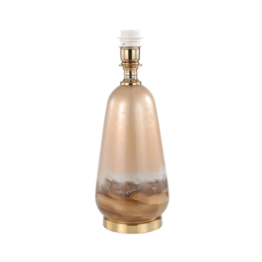 Two Tone Brown Glass Table Lamp with Dark Brown Satin Shade #NJ Home Interiors#