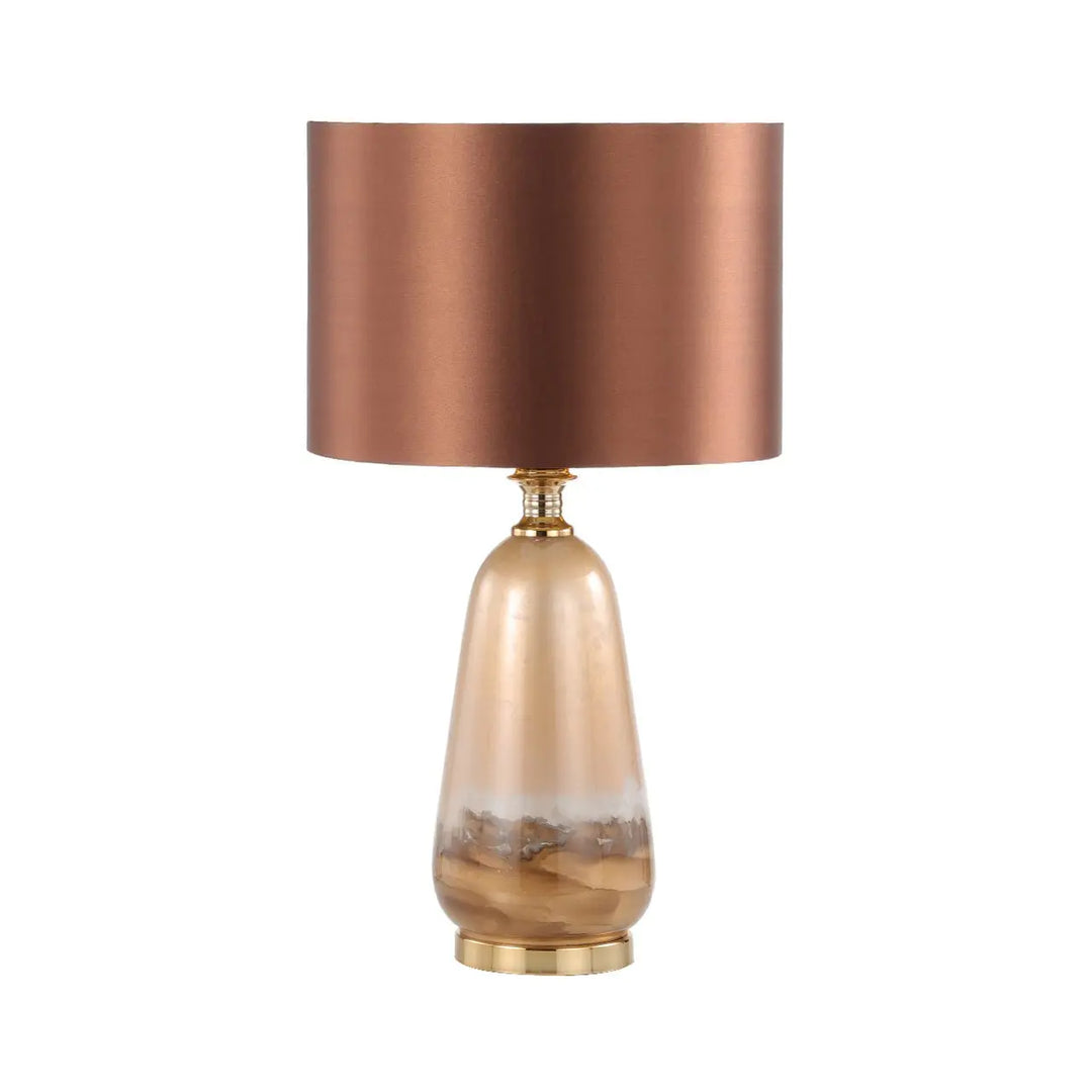 Two Tone Brown Glass Table Lamp with Dark Brown Satin Shade #NJ Home Interiors#