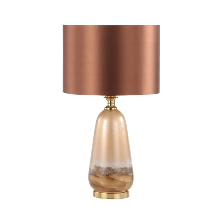 Two Tone Brown Glass Table Lamp with Dark Brown Satin Shade #NJ Home Interiors#