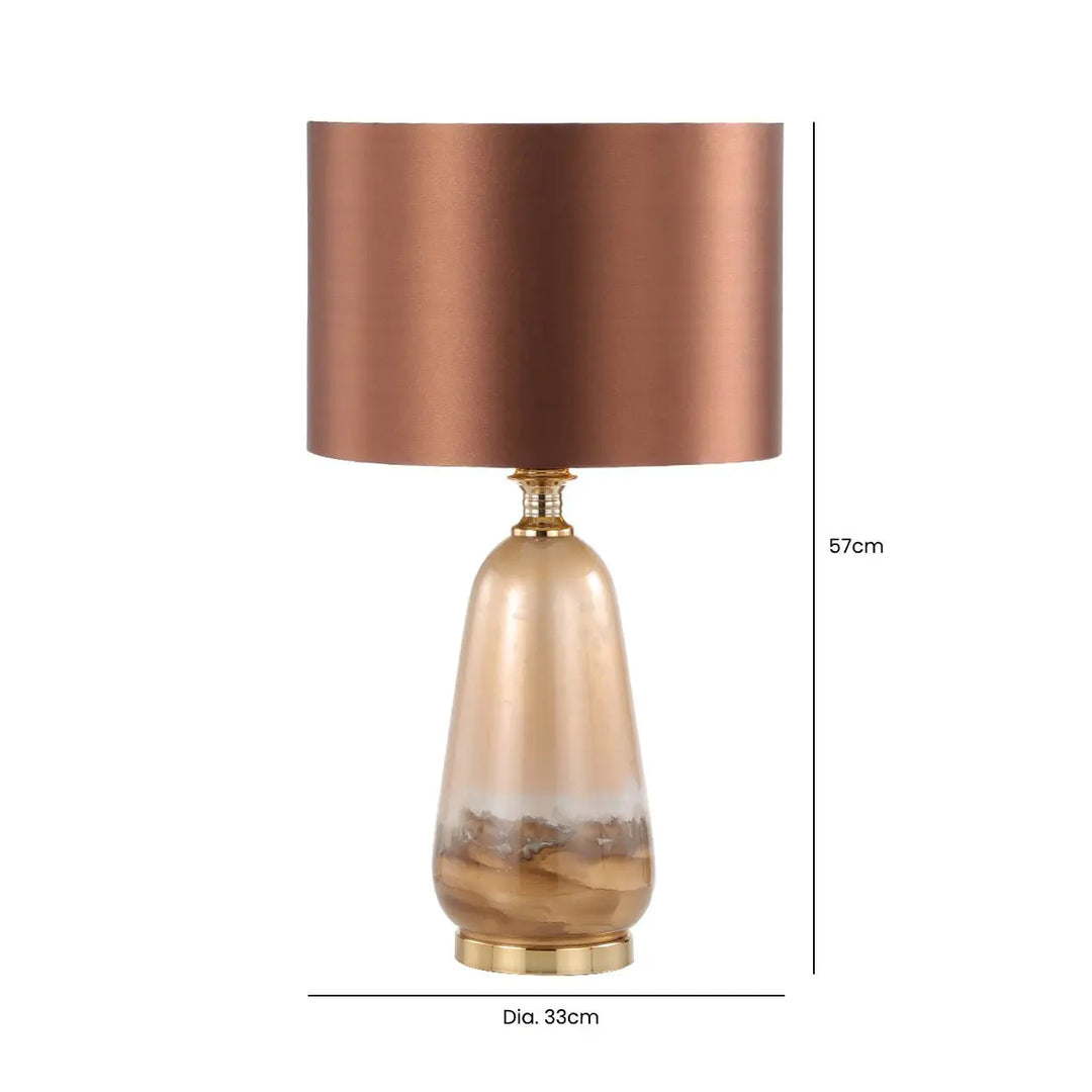 Two Tone Brown Glass Table Lamp with Dark Brown Satin Shade #NJ Home Interiors#