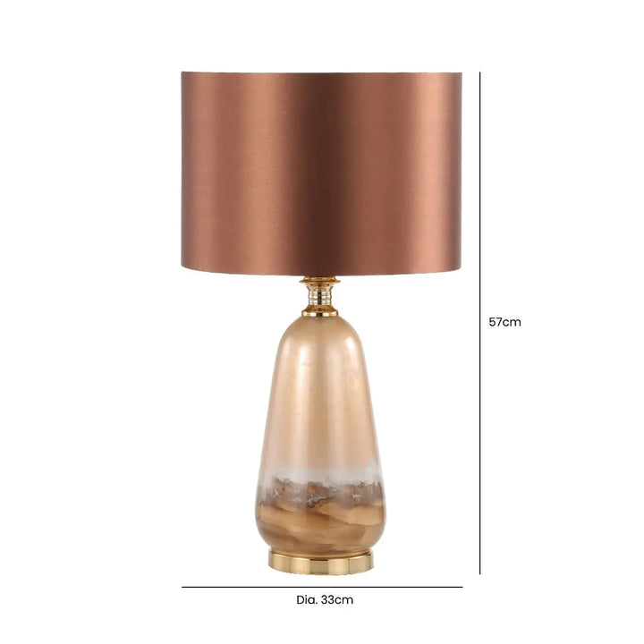 Two Tone Brown Glass Table Lamp with Dark Brown Satin Shade #NJ Home Interiors#