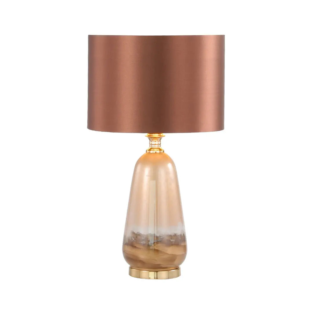 Two Tone Brown Glass Table Lamp with Dark Brown Satin Shade #NJ Home Interiors#