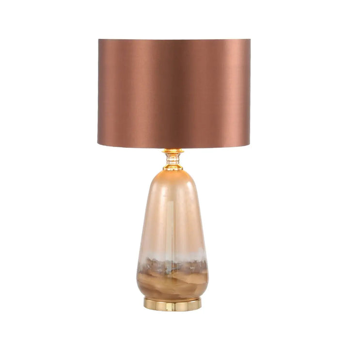 Two Tone Brown Glass Table Lamp with Dark Brown Satin Shade #NJ Home Interiors#