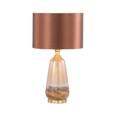 Two Tone Brown Glass Table Lamp with Dark Brown Satin Shade #NJ Home Interiors#
