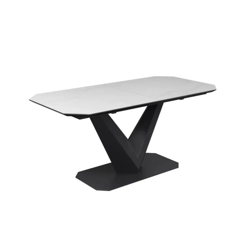 Varenzo 180 - 220cm Matte White Ceramic Auto - rise Extending Dining Table #NJ Home Interiors#