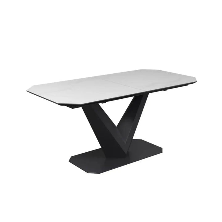 Varenzo 180 - 220cm Matte White Ceramic Auto - rise Extending Dining Table #NJ Home Interiors#