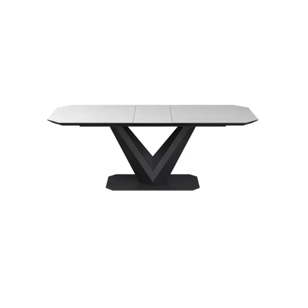 Varenzo 180 - 220cm Matte White Ceramic Auto - rise Extending Dining Table #NJ Home Interiors#