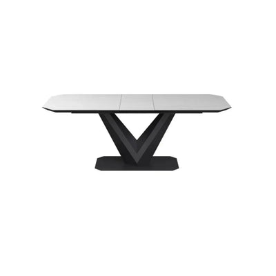 Varenzo 180 - 220cm Matte White Ceramic Auto - rise Extending Dining Table #NJ Home Interiors#