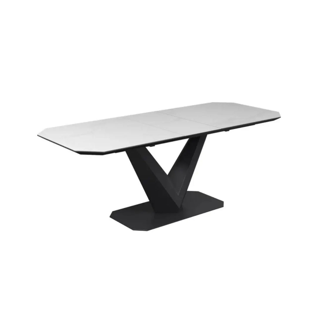 Varenzo 180 - 220cm Matte White Ceramic Auto - rise Extending Dining Table #NJ Home Interiors#