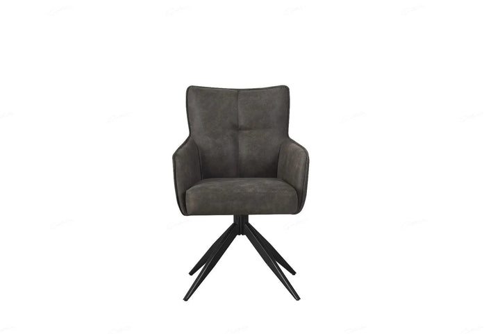 Vionni Chair in Vintage Grey Suede – Swivel Dining Chair with Stitched Back Giatalia