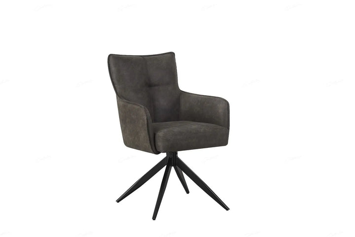 Vionni Chair in Vintage Grey Suede – Swivel Dining Chair with Stitched Back Giatalia