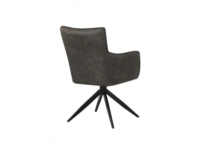 Vionni Chair in Vintage Grey Suede – Swivel Dining Chair with Stitched Back Giatalia
