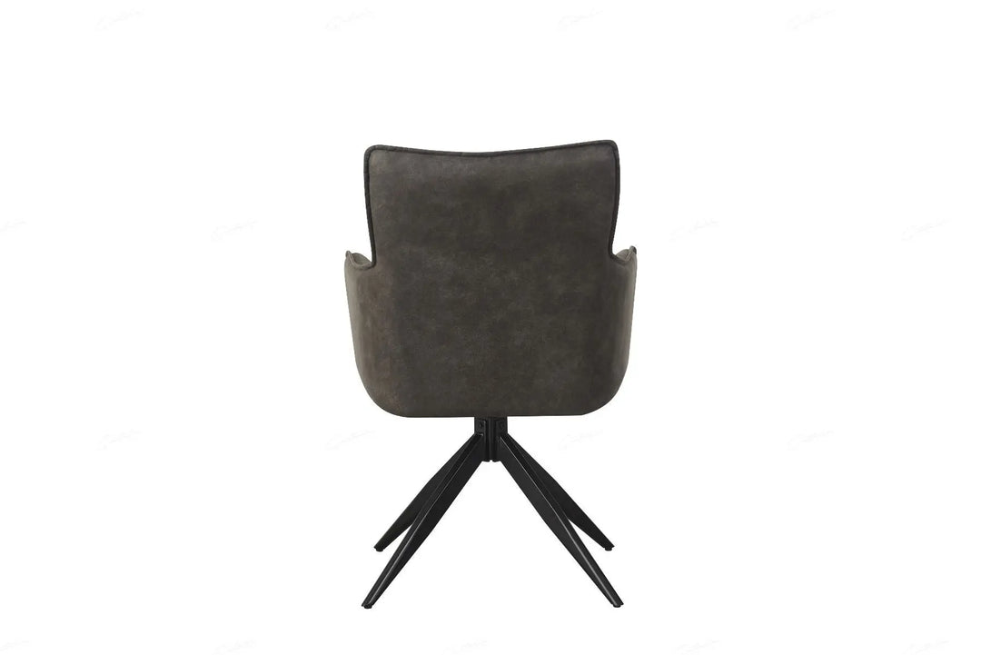 Vionni Chair in Vintage Grey Suede – Swivel Dining Chair with Stitched Back Giatalia
