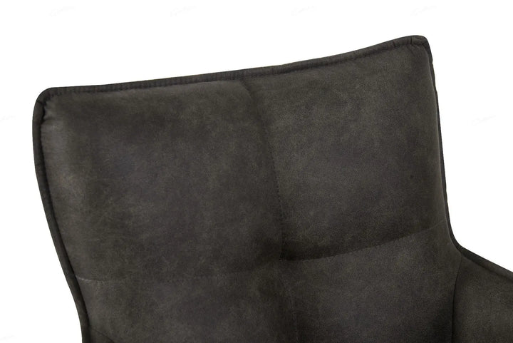 Vionni Chair in Vintage Grey Suede – Swivel Dining Chair with Stitched Back Giatalia