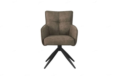 Vionni Vintage Taupe Suede Swivel Dining Chair – Modern Elegance Giatalia