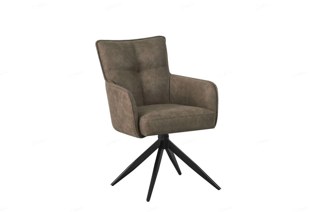 Vionni Vintage Taupe Suede Swivel Dining Chair – Modern Elegance Giatalia