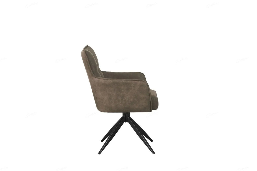 Vionni Vintage Taupe Suede Swivel Dining Chair – Modern Elegance Giatalia