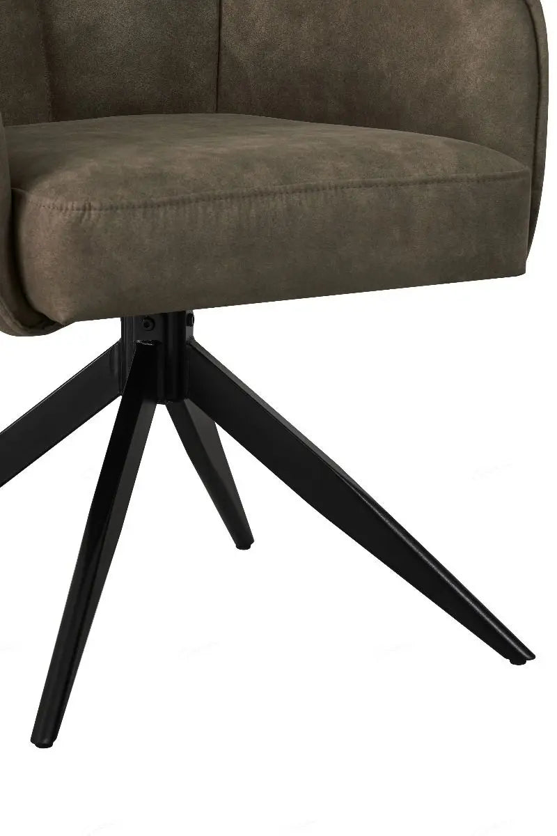 Vionni Vintage Taupe Suede Swivel Dining Chair – Modern Elegance Giatalia