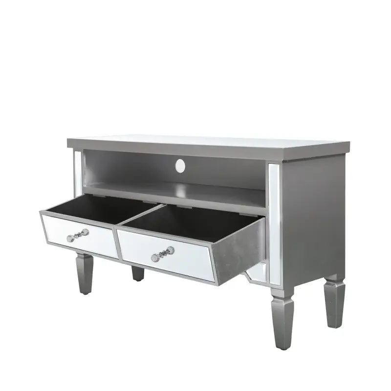 Vista 2 Drawer Champagne Wood Mirror Entertainment Unit #NJ Home Interiors#