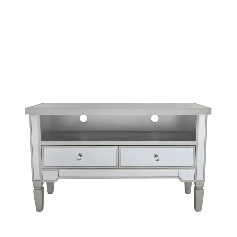 Vista 2 Drawer Champagne Wood Mirror Entertainment Unit #NJ Home Interiors#